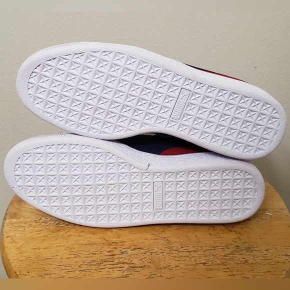 Puma Mens Classic Red & Navy Blue Suede Sneakers Size 7.5 - Picture 7 of 8